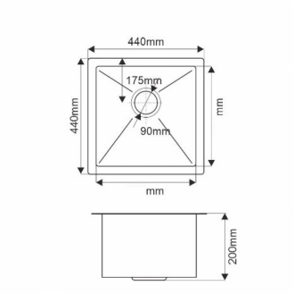 Кухонная мойка врезная MELANA R4444H Profline Сатин 3,0/200