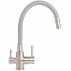 Смеситель для кухни Nordline STONE  с гибким серым изливом, с краном для фильтра