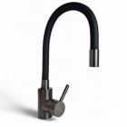 Смеситель для кухни  Nordline STONE с гибким черным изливом оружейная сталь
